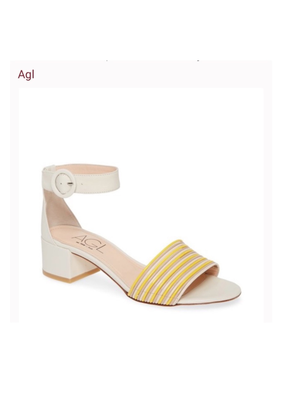 AGL🍁🍂Ankle Strap Sandal White yellow size 8 womens